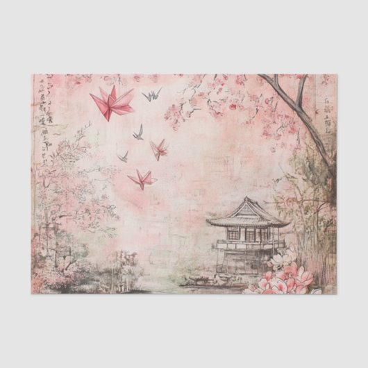 ピンクの桜の静謐な風景 (6) 薄葉紙 (正面)