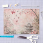 ピンクの桜の静謐な風景 (6) 薄葉紙 (クラフト)