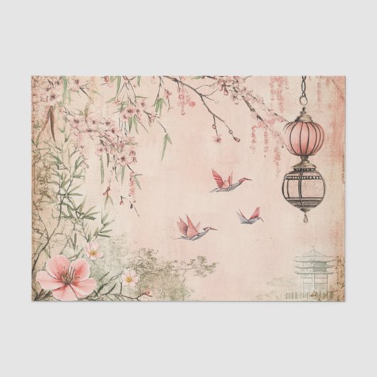 ピンクの桜の静謐な風景 (7) 薄葉紙 (正面)