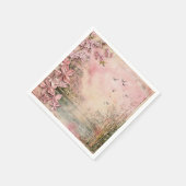 ピンクの桜の静謐な風景 (8) スタンダードカクテルナプキン (角)