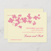 ピンクの桜は日付の招待状を救います セーブザデート (正面/裏面)