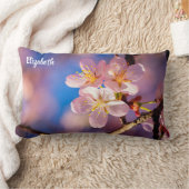 ピンクの桜三輪 ランバークッション (ブランケット)