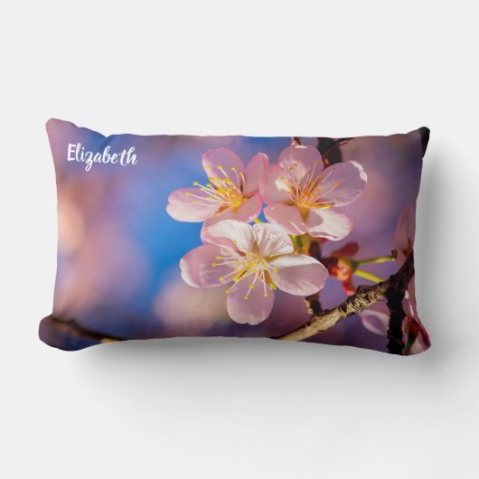 ピンクの桜三輪 ランバークッション (正面)