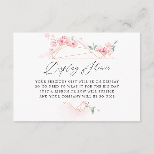 ピンクの桜幾何学模様のブライダルディスプレイ エンクロージャーカード (正面)