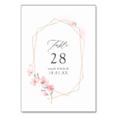 ピンクの桜幾何学模様の春の結婚式 テーブルナンバー (裏面)