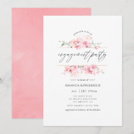 ピンクの桜幾何学模様エンゲージメントパーティー 招待状