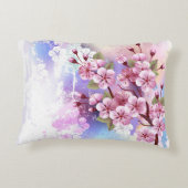 ピンクの桜絵画の背景 アクセントクッション (裏面)