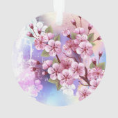 ピンクの桜絵画の背景 オーナメント (裏面)