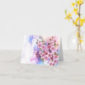 ピンクの桜絵画の背景 カード (黄色い花)