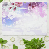ピンクの桜絵画の背景 キッチンタオル (折り畳み)