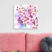 ピンクの桜絵画の背景 キャンバスプリント (インサイチュ (リビング))