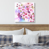 ピンクの桜絵画の背景 キャンバスプリント (インサイチュ (寝室))