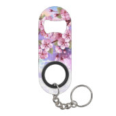 ピンクの桜絵画の背景 キーホルダー栓抜き (裏面)