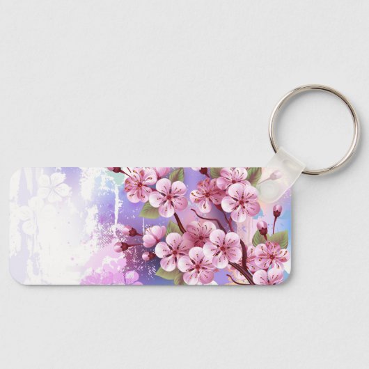 ピンクの桜絵画の背景 キーホルダー (正面)