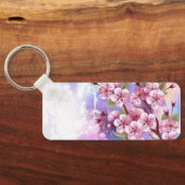 ピンクの桜絵画の背景 キーホルダー (裏面)