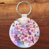 ピンクの桜絵画の背景 キーホルダー (正面)