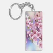ピンクの桜絵画の背景 キーホルダー (正面左)