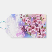 ピンクの桜絵画の背景 ギフトタグ (裏面横)