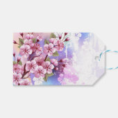 ピンクの桜絵画の背景 ギフトタグ (正面(横))