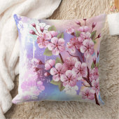 ピンクの桜絵画の背景 クッション (ブランケット)