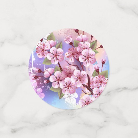 ピンクの桜絵画の背景 コンフェッティ (スモール正面)