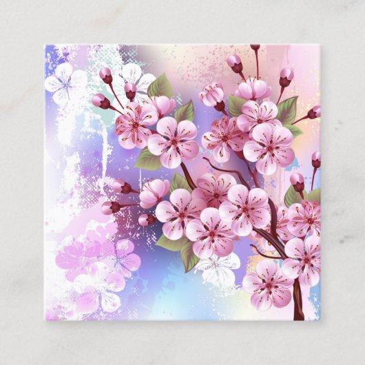 ピンクの桜絵画の背景 コーリングカード (正面)