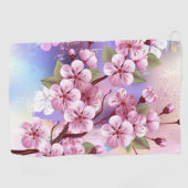 ピンクの桜絵画の背景 ゴルフタオル (横)