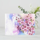 ピンクの桜絵画の背景 サンキューカード (スタンド正面)