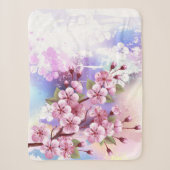 ピンクの桜絵画の背景 シェルパブランケット (正面)