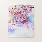 ピンクの桜絵画の背景 ジグソーパズル (縦)