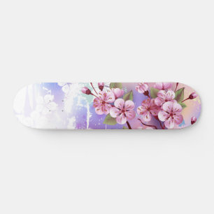 ピンクの桜絵画の背景 スケートボード