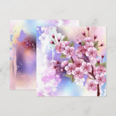 ピンクの桜絵画の背景 セーブザデート (正面/裏面)