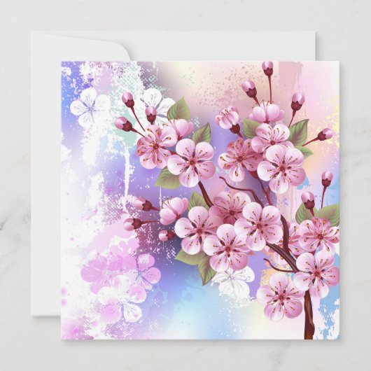 ピンクの桜絵画の背景 セーブザデート (正面)