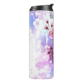 ピンクの桜絵画の背景 タンブラー (回転左)