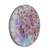 ピンクの桜絵画の背景 ダーツボード (正面左)