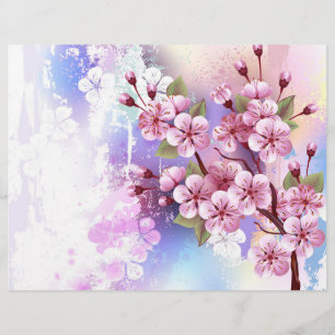 ピンクの桜絵画の背景 チラシ