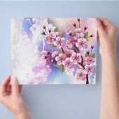 ピンクの桜絵画の背景 チラシ (手)