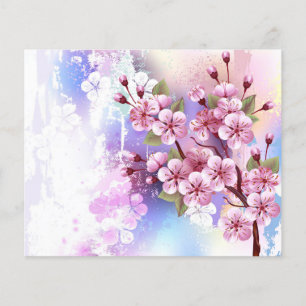 ピンクの桜絵画の背景 チラシ