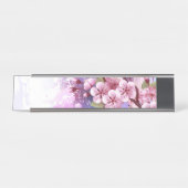 ピンクの桜絵画の背景 デスクネームプレート (正面)
