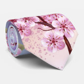 ピンクの桜絵画の背景 ネクタイ (ロール)
