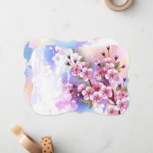 ピンクの桜絵画の背景 ノートカード (正面/裏面インサイチュ)