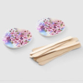 ピンクの桜絵画の背景 ハンドファン (組立なし)