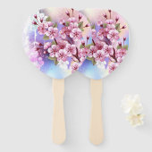 ピンクの桜絵画の背景 ハンドファン (正面&裏面)