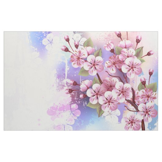 ピンクの桜絵画の背景 ファブリック (ヤード)