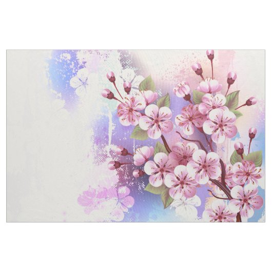 ピンクの桜絵画の背景 ファブリック (ヤード)