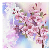 ピンクの桜絵画の背景 フォトキューブ (右)