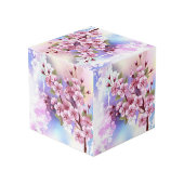 ピンクの桜絵画の背景 フォトキューブ (裏面アングル)