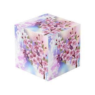 ピンクの桜絵画の背景 フォトキューブ