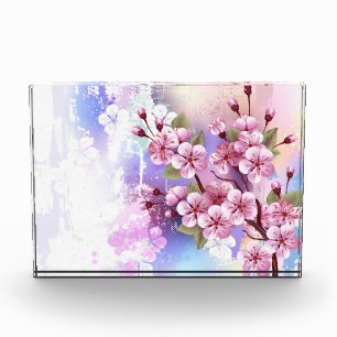 ピンクの桜絵画の背景 フォトブロック