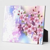 ピンクの桜絵画の背景 フォトプラーク (側面)